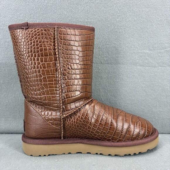 Ugg Classic Short Croco Spice Glossy Leather Women Boot Size 6 US S/N 1012900 - Picture 6 of 11